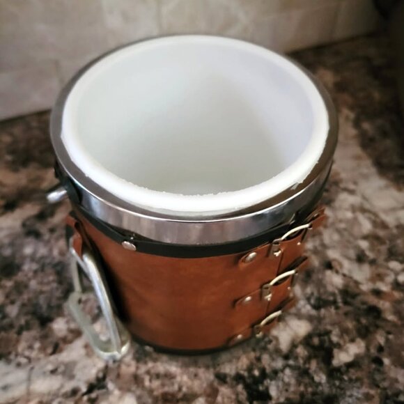 Vintage Horse Head Equestrian Ice Bucket with Metal Stirrups and Buckles-1970s - Picture 4 of 6